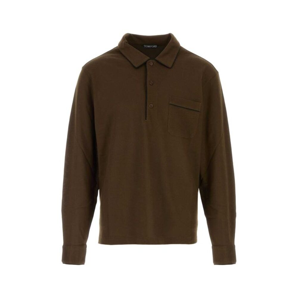 Tom Ford Men Chocolate Piquet Polo Shirt